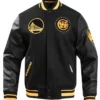 Golden State Warriors Black Wool Varsity Jacket