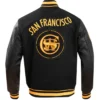 Golden State Warriors Black Wool Varsity Jacket Back