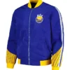 Golden State Warriors Satin Blue Bomber Full Zip Jacket