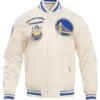 Golden State Warriors White Satin Varsity Jacket