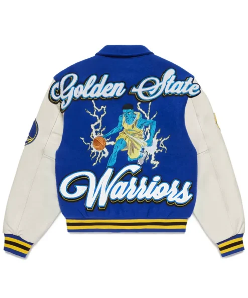 Golden State Warriors Wool Varsity Letterman Jacket Back