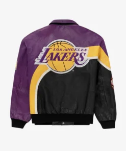 Gottlieb Los Angeles Lakers Full Snap Leather Jacket Back