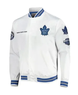 Hazle Toronto Maple Leafs Hometown Satin White Jacket