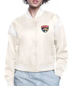 Heidi Florida Panthers Printed Satin Varsity Jacket