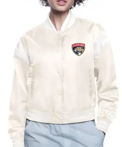 Heidi Florida Panthers Printed Satin Varsity Jacket