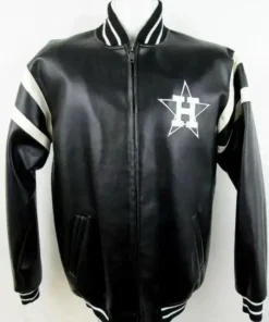 Houston Astros Leather Bomber Black Jacket