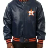 Houston Astros Navy Blue Bomber Leather Jacket