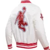 Houston Rockets White And Red Satin Varsity Jacket Back