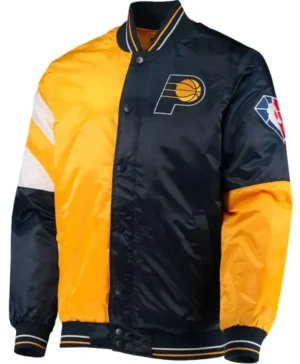 Indiana Pacers Black And Yellow Satin Varsity Jacket