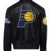 Indiana Pacers Bomber Black Leather Jacket Back