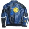 Indiana Pacers Vintage Black Leather Jacket Back