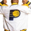 Indiana Pacers White Full Snap Satin Jacket Back