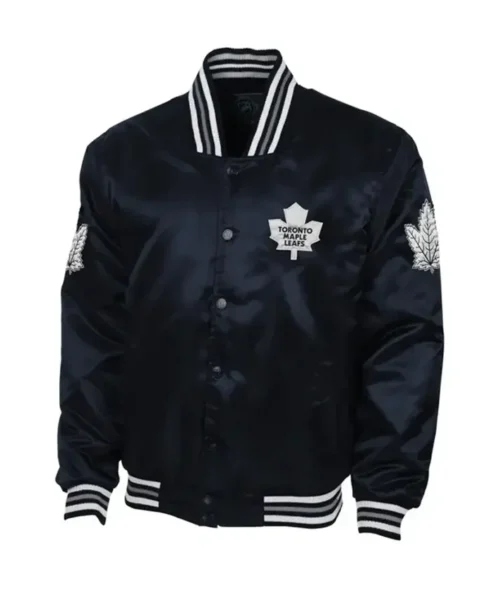 Jacey Toronto Maple Leafs Navy Blue Button-Up Varsity Jacket