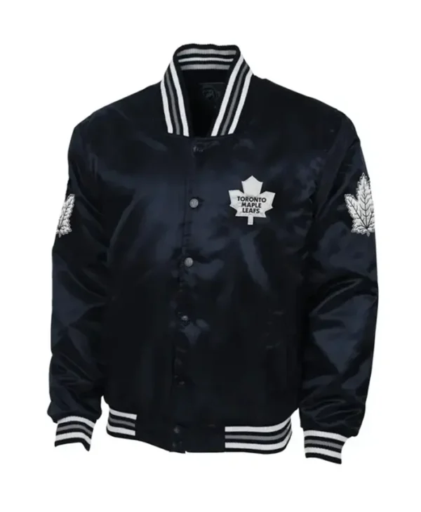 Jacey Toronto Maple Leafs Navy Blue Button-Up Varsity Jacket