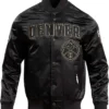 Jennings Denver Nuggets Satin Full Snap Black Varsity Jacket