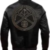 Jennings Denver Nuggets Satin Full Snap Black Varsity Jacket Back