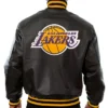 Jessyca Los Angeles Lakers Black Bomber Leather Jacket Back