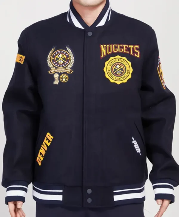 Jimmy Denver Nuggets Navy Blue Varsity Wool Jacket