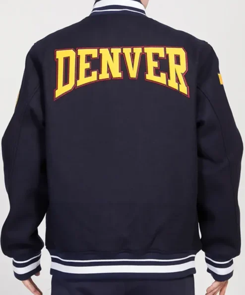 Jimmy Denver Nuggets Navy Blue Varsity Wool Jacket Back