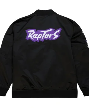 Kamren Toronto Raptors Black Satin Bomber Jacket Back