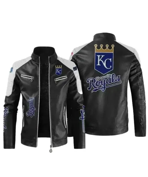 Kansas City Royals Black And White Leather Jacket
