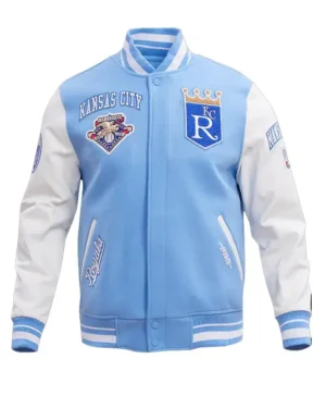 Kansas City Royals Rib Wool Sky Blue Varsity Jacket