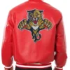 Kara Orn Florida Panthers Red Leather Varsity Jacket
