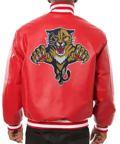 Kara Orn Florida Panthers Red Leather Varsity Jacket