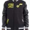 Kertzmann Utah Jazz Black Letterman Wool Varsity Jacket