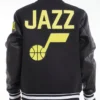 Kertzmann Utah Jazz Black Letterman Wool Varsity Jacket Back
