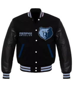 Kris Memphis Grizzlies Black Full Snap Wool Varsity Jacket