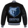 Kris Memphis Grizzlies Black Full Snap Wool Varsity Jacket Back