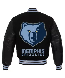 Kris Memphis Grizzlies Black Full Snap Wool Varsity Jacket Back