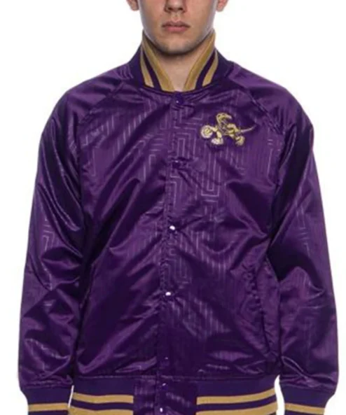Kris Rath Toronto Raptors Purple Satin Varsity Jacket