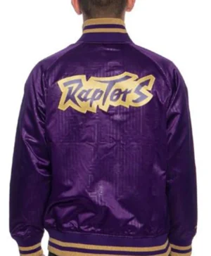 Kris Rath Toronto Raptors Purple Satin Varsity Jacket Back