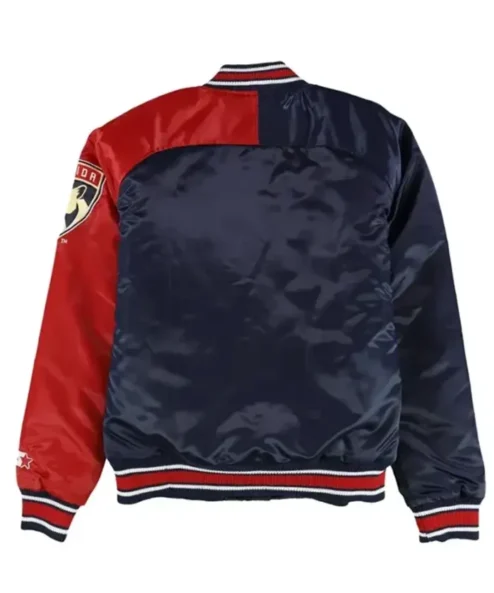 Kyler Florida Panthers Hometown Blue and Red Varsity Satin Jacket