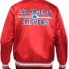 LA Clippers Starter Red Full Snap Satin Varsity Jacket Back