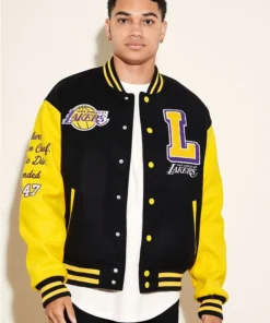 LA Lakers Black And Yellow Wool Varsity Jacket