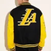 LA Lakers Black And Yellow Wool Varsity Jacket Back