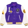 Lakers Purple And White Wool Bomber Letterman Jacket
