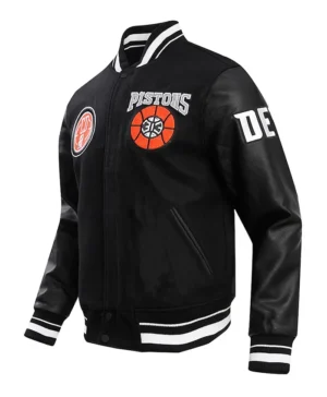 Leonora Detroit Pistons Black Wool Letterman Jacket