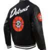 Leonora Detroit Pistons Black Wool Letterman Jacket Back