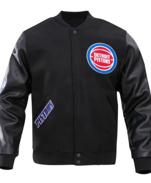 Lesch Detroit Pistons Black Wool Varsity Jacket