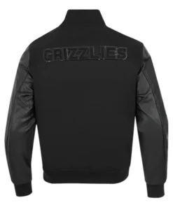 Leuschke Memphis Grizzlies Black Wool Varsity Jacket Back