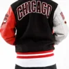 Lia Mueller Chicago Bulls Varsity Leather Jacket Back