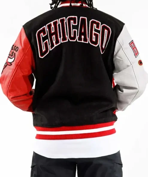 Lia Mueller Chicago Bulls Varsity Leather Jacket Back