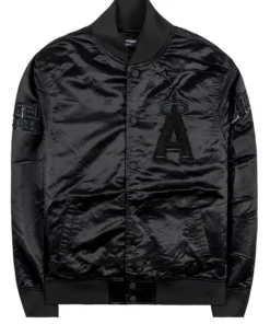 Los Angeles Angels Black Satin Bomber Jacket
