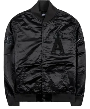 Los Angeles Angels Black Satin Bomber Jacket