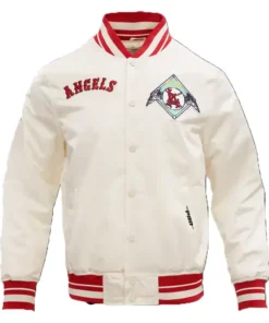 Los Angeles Angels White Satin Bomber Jacket