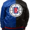 Los Angeles Clippers Black And Blue Varsity Satin Jacket Back